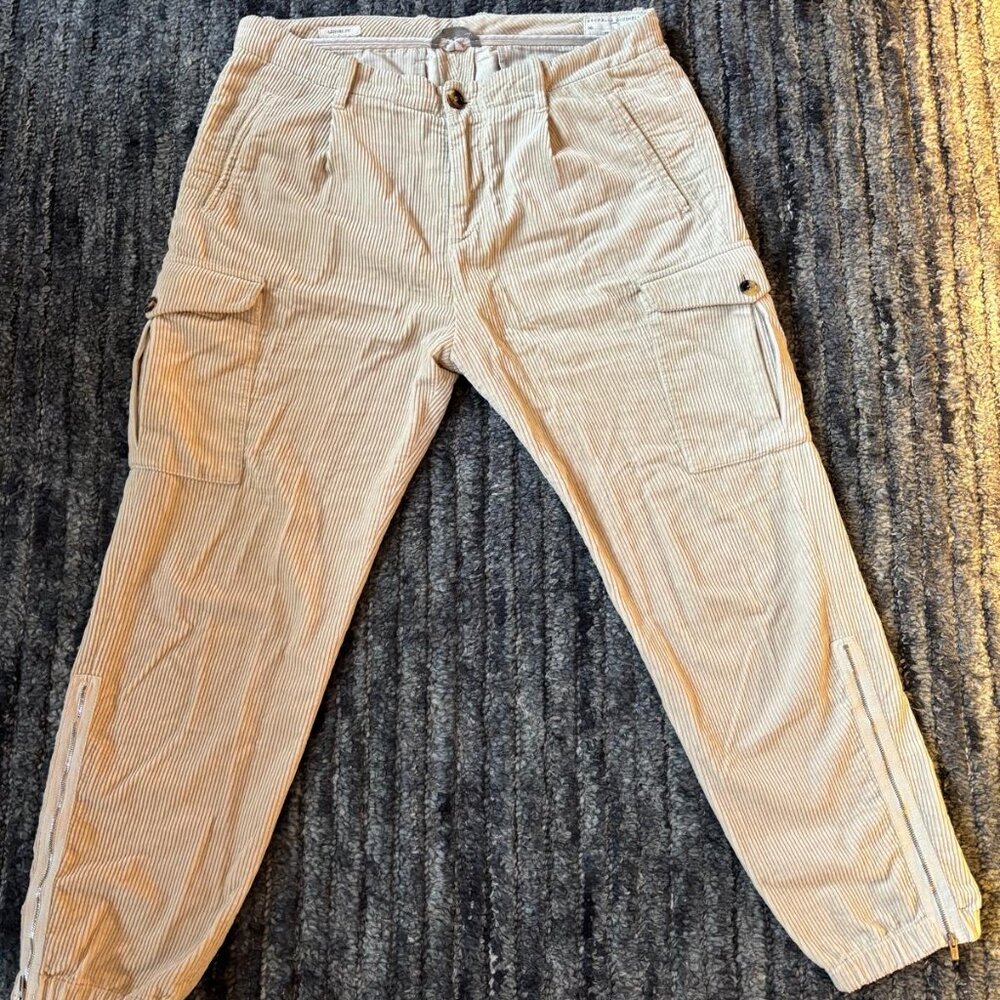Brunello Cucinelli Ivory Corduroy Cargo Pants Leisure Fit Made in Italy Size 50